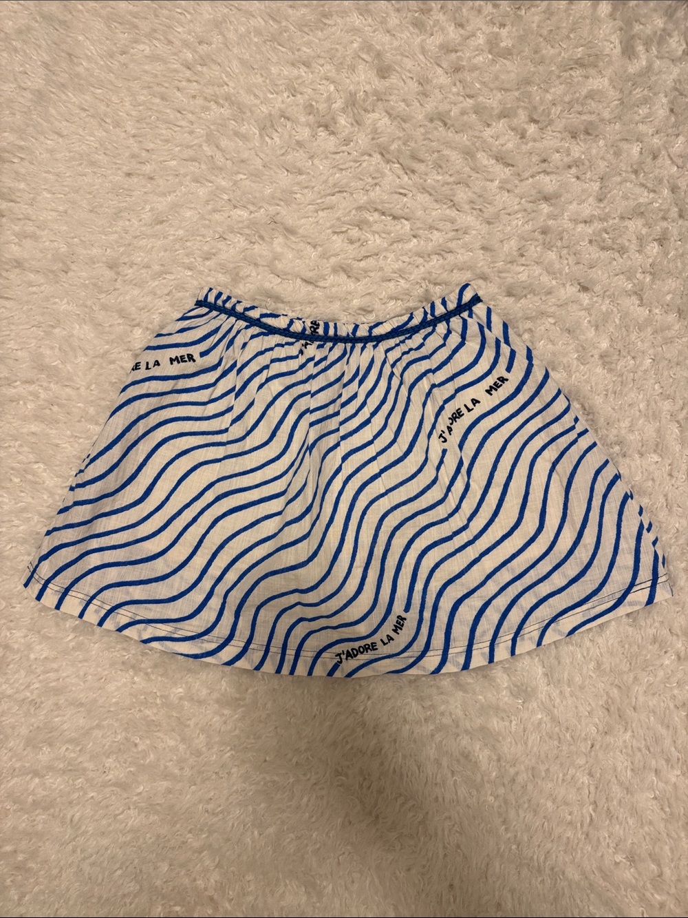 Zara Blue & White Wave-Print Kids Skirt size 11-12